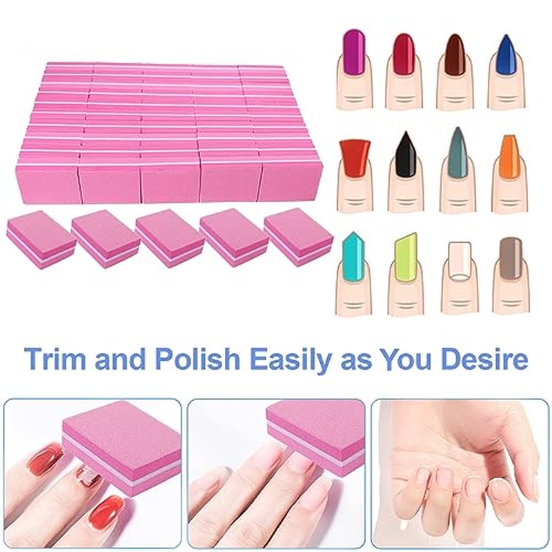 AhaTopia Mini Nail Buffers 180/240 Grit - 50 Pack for Acrylic & Natural Nails