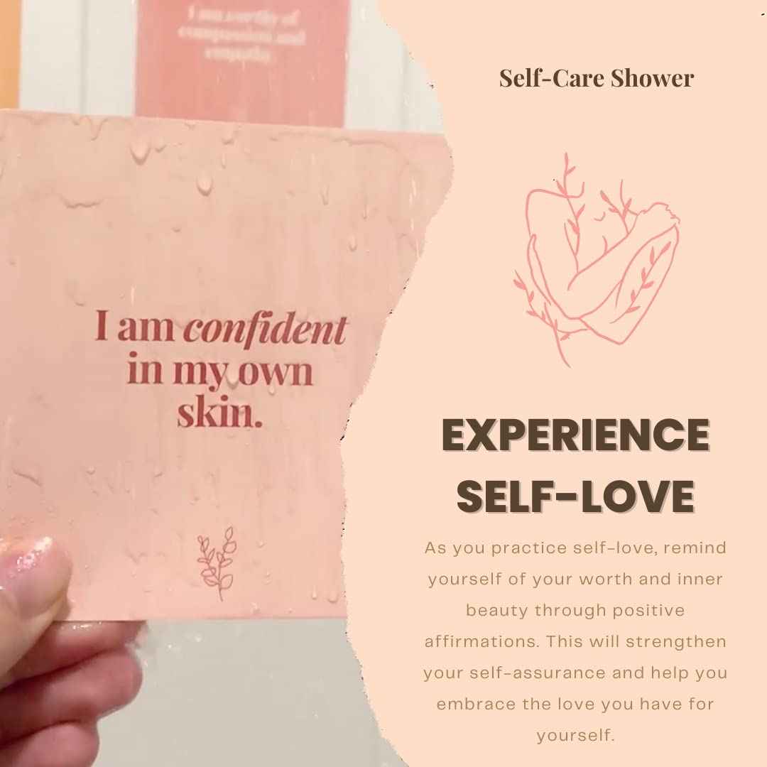 Self Care Shower Affirmation Cards For Shower Self-Love [Waterproof] By Positive Manifest For Women Meditation Cards and Daily Motivational Self-Empowering Quotes Girl Boss 14 Stress Relief Routine