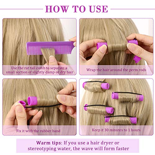 WILLBOND 36 Pcs Cold Wave Perm Rods with Rat Tail Comb