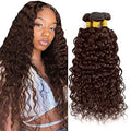 #4 Brown Water Wave Human Hair Bundles 20 22 24 inch
