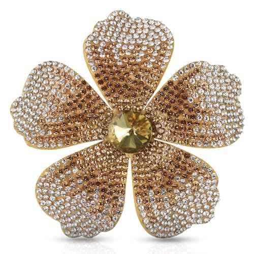 2.9 Inches Created Crystal Hibiscus Flower Hair Clips for Women | Headdress Bobby Pins Tropical Accessories for Women | Elegant Boho Braids Artificial Hawaiian Flower Clips for Woman Golden Yellow