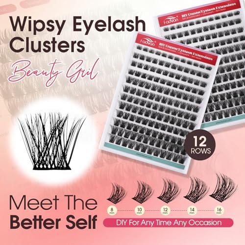 FADVAN Lash Clusters 8-16mm DIY Eyelash Extensions 144pcs