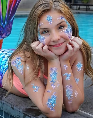 16 Sheets Mermaid Scale Temporary Tattoos - Halloween Party Favors