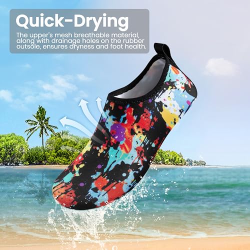 SEEKWAY Water Shoes Women Men Adult Quick-Dry Aqua Socks Barefoot Non Slip for Beach Swim River Pool Lake surf Black Size SK002