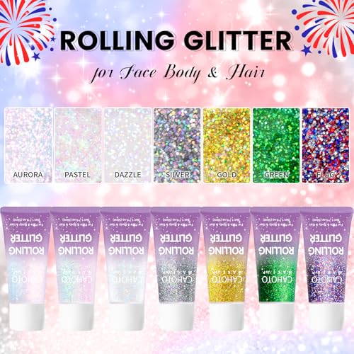 Flag Glitter Gel Roll-On | Red White Blue Face Body Shimmer