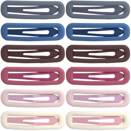 Metal Snap Hair Clips for Fine Hair, 12pc Set, 6 Colors