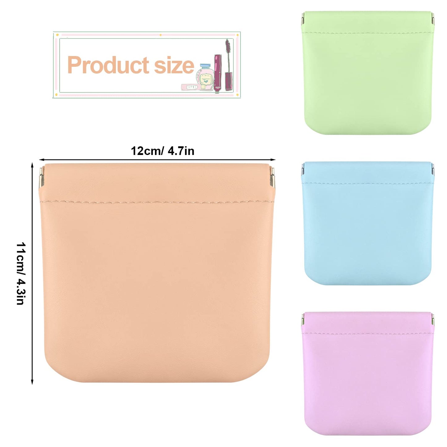 SAVITA 4pcs Pocket Cosmetic Bag Squeeze Top, Waterproof Portable Mini Travel Makeup Bag No Zipper Pocket Makeup Bags for Cosmetics Earphones Jewelry Storage (Light Colors)