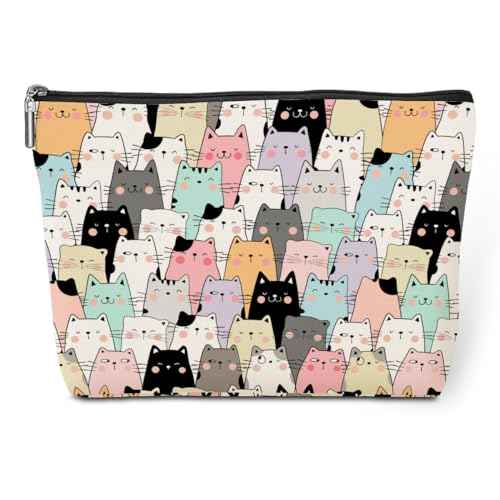 Cute Cats Makeup Bag Cat Gifts Cat Lover Gifts for Women Cats Stuff Decor Kawaii Animal Christmas Birthday Gifts for Women Animal Pet Owner Girl Daughter Best Friend Her Sister Travel Toiletry Bag