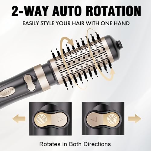 Rotating Hair Dryer Brush with 2 Interchangeable Heads