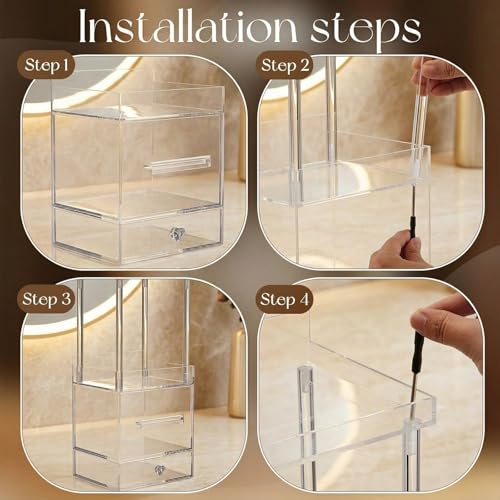 Qinyoung 4-Tier Acrylic Vanity Organizer for XL Facial Towels