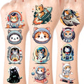 Cat Temporary Tattoos for Party Supplies, Cat Decorations, 80 PCS Space Themed Party Favors, Cute Animals Tattoos for Birthday Party Supplies Pet Lover