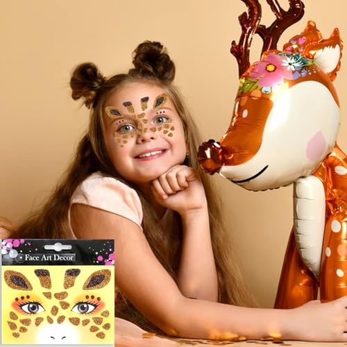 Giraffe Face Glitter Tattoo Stickers - 2 Sheets