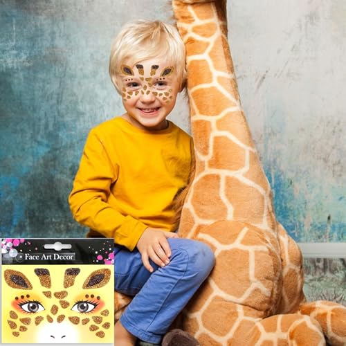 Giraffe Face Glitter Tattoo Stickers - 2 Sheets