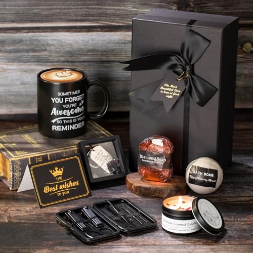 Gifts for Men,Self Care Gifts for Men, 7 Pcs Unique Gifts for Him Dad Boyfriend Husband Brother Friends, Perfect for Birthday Bath Set Spa Kit Bath and Body Self Care Grooming Relaxation Stress Relief