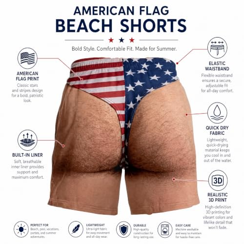 Men's Patriotic Swim Trunks - Quick Dry Beach Shorts