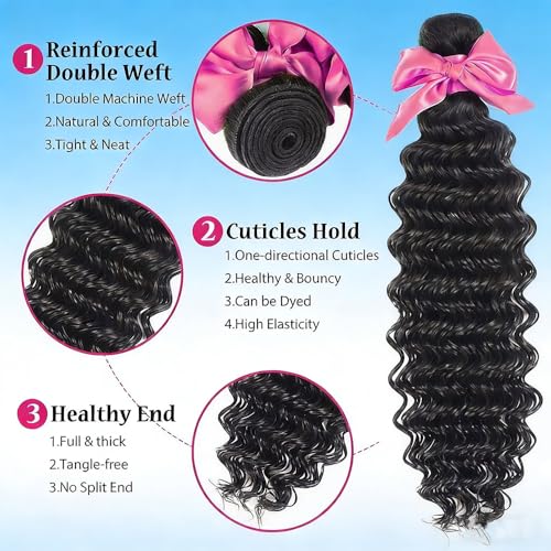 Isarella 20-Inch Deep Wave Human Hair Bundles - 100% Brazilian Virgin