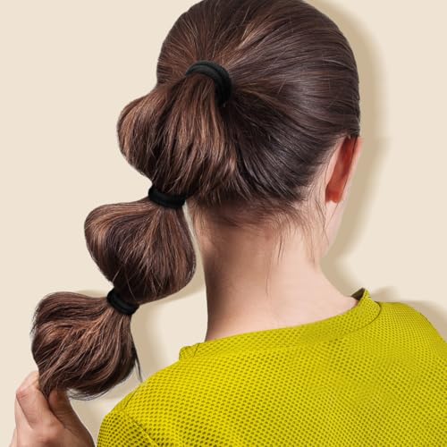 IKOCO 150pcs Black Hair Ties for Women | No Damage Cotton Ponytail Holders