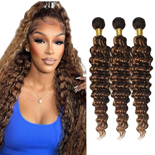 P4/30 Deep Wave Human Hair Bundles 18 20 22 Inch