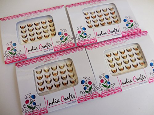 Half Moon Goddess Bindi Stickers - 80 Maroon Crystal Face Jewels