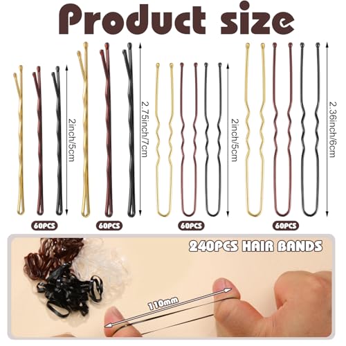 480 Pc Bobby Pins & Hair Elastics Kit, Black/Brown/Gold
