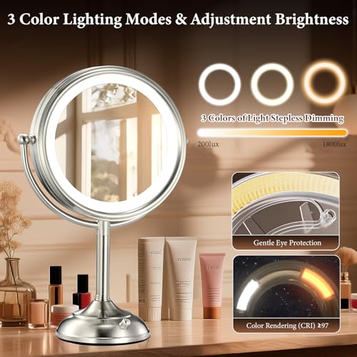 Professional 8.5" Lighted Makeup Mirror with 1X/10X Magnification