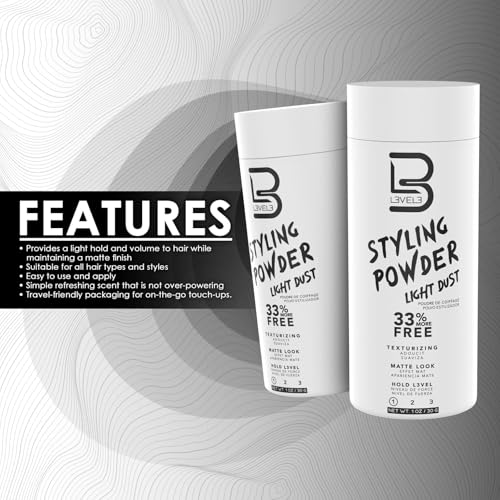 L3 Light Hold Styling Powder for Men - Matte Finish, 30g
