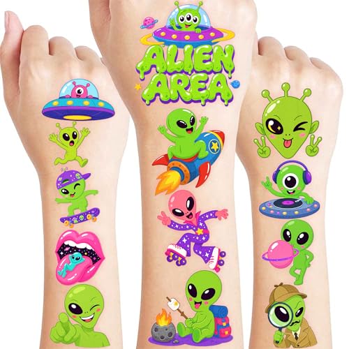 96 PCS Alien Temporary Tattoos for Kids - Waterproof Party Favors