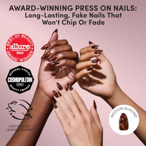 Glamnetic Tortoiseshell Press On Nails - Medium Almond 30pc