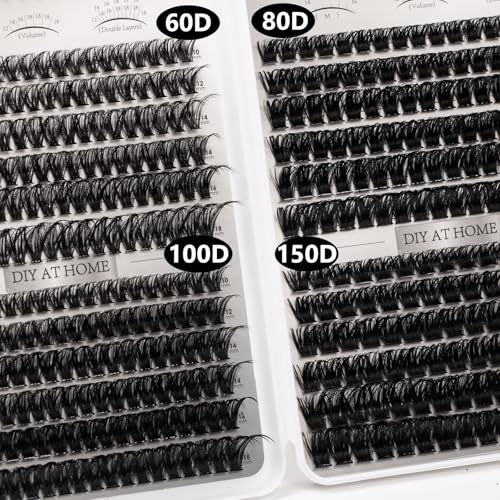Lash Clusters 564pcs Eyelashes Clusters Extensions Kit 11-20mm DIY Cluster Eyelash Extensions Lash Clusters Kit With Lash Bond and Seal Lash Tweezers-Spiky+60D+80D+100D+150D