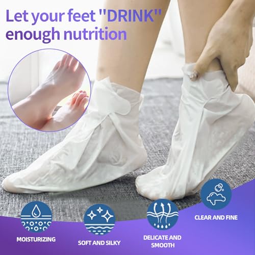 CRISTALBOX 5-Pack Moisturizing Foot Mask Socks for Dry Cracked Feet