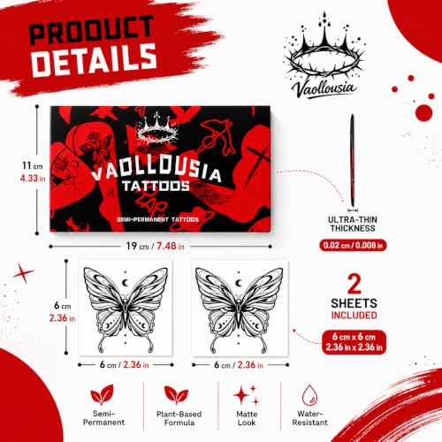Vaollousia Semi Permanent Temporary Tattoos for Women Men