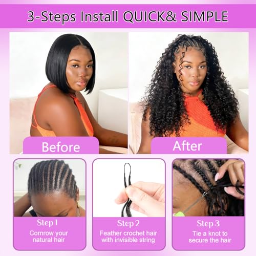 Human Crochet Hair Deep Wave 22 Inch 120g Extensions