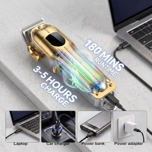 SHYEEH Gold Cordless Hair Clippers for Men & Professional Hair Trimmer