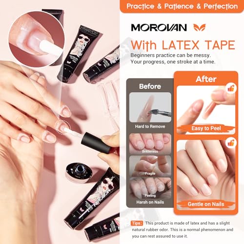 Morovan Poly Gel Nail Extension Kit with UV Lamp & Slip Solution (32 Colors)