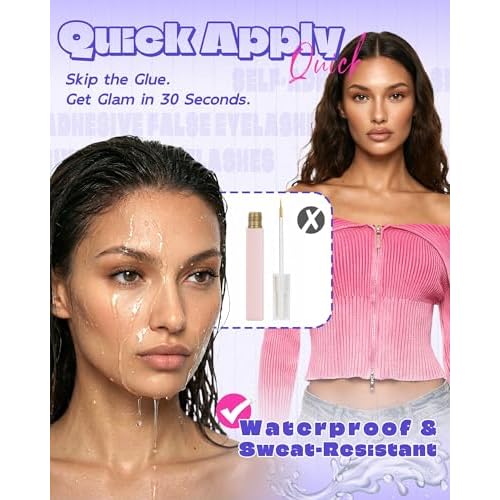 Self Adhesive Eyelashes Glueless Lashes - Natural Look 7-10mm No Glue Eyelashes Strip Waterproof All-Day Hold Press On Lashes Glueless Reusable Lash Strips Kit With Tweezer for Makeup by LZM (08)