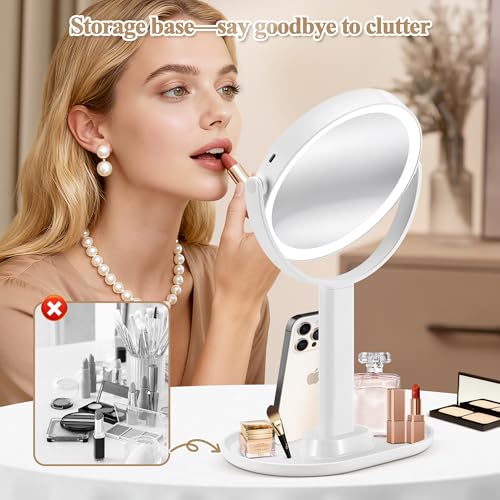 MOMOKUBA Adjustable LED Makeup Mirror with 20X Magnification
