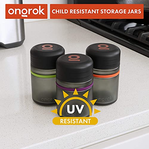 ONGROK 180ml Glass Storage Jar 3 Pack UV-Resistant Frosted Herb & Spice Containers