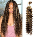 Human Braiding Hair Deep Wave 14 Inch Chocolate Brown Honey Blonde