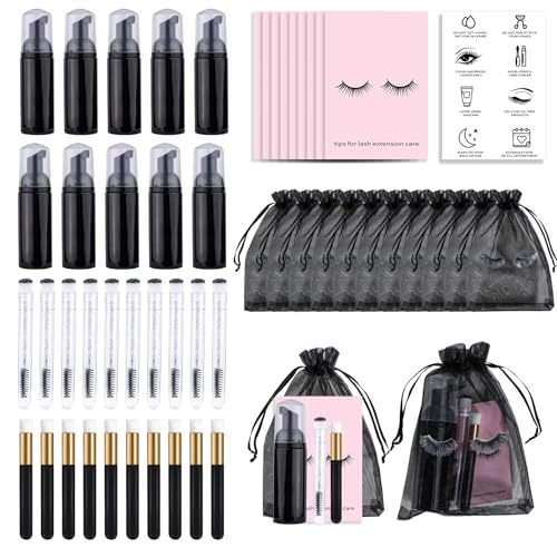 50PCS Lash Shampoo Set with Brushes & Foam Bottles for Eyelash Care