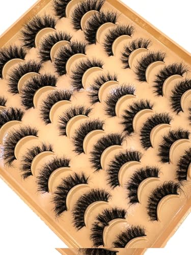 3D Faux Mink False Eyelashes 20 Pairs - Cat Eye, Wispy & Striped