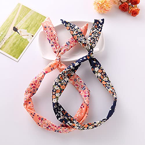 6Pcs Twist Bow Headbands with Wired Rabbit Ears