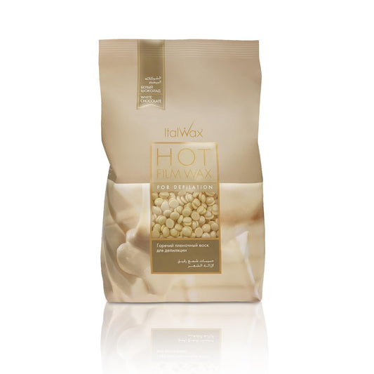 Italwax White Chocolate - 1kg / 2.2lb - Hard wax beads for hair removal - Natural formulation ideal for all skin type - Vanilla aroma - Recommended for Bikini Area and Armpits