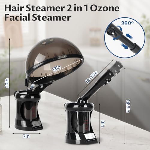 2-in-1 Hair & Face Steamer with Rotating Spray Head