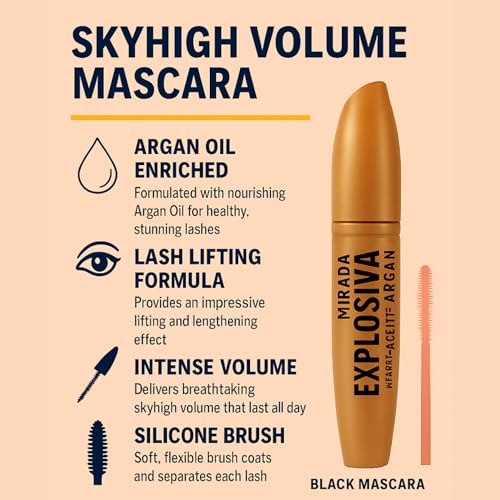 Im Natural Volumizing Black Mascara with Argan Oil - Explosive Look for Eyelashes, 0.46 oz, Mascara Makeup for Lush Lashes, Long-Lasting and Smudge-Proof