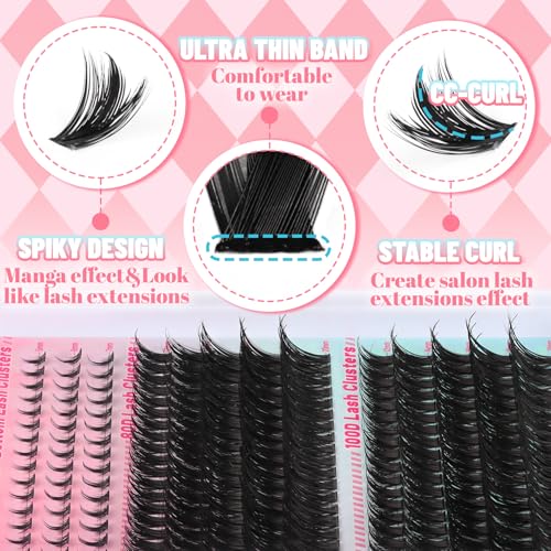 Fyonas Manga Lash Clusters - 80D/100D Spiky Eyelash Extensions 12-20mm