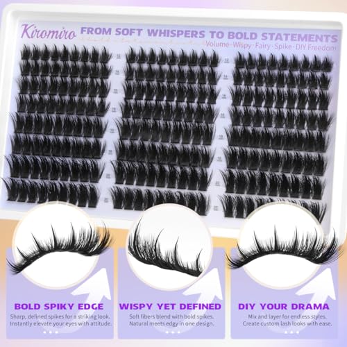 Kiromiro Lash Clusters 12-20mm Wispy Spiky Eyelash Extensions 216pc