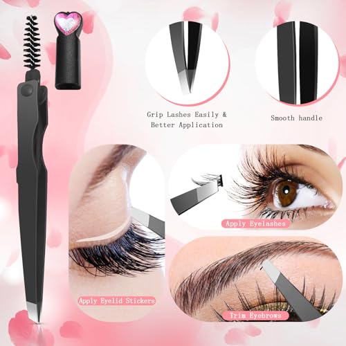 3-in-1 Eyelash Applicator Tool Set with Tweezers & Brush