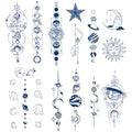 Semi-permanent Planet Temporary Tattoos, 6-Sheet 2 Weeks Long Last Waterproof Moon Star Sun Tattoos, Plant-Based Ink Tattoos Sticker