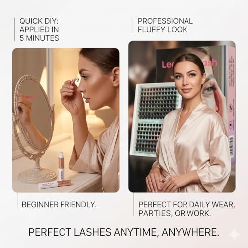 D Curl Wispy Lash Clusters Kit 192Pcs with Bond & Remover