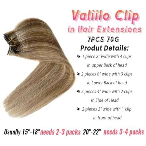 Clip in Hair Extensions Human Hair Light Blonde Mix Golden Blonde Highlights Real Human Hair Extension 12Inch 7pcs 70g Straight Silky Blonde Clip ins for Women